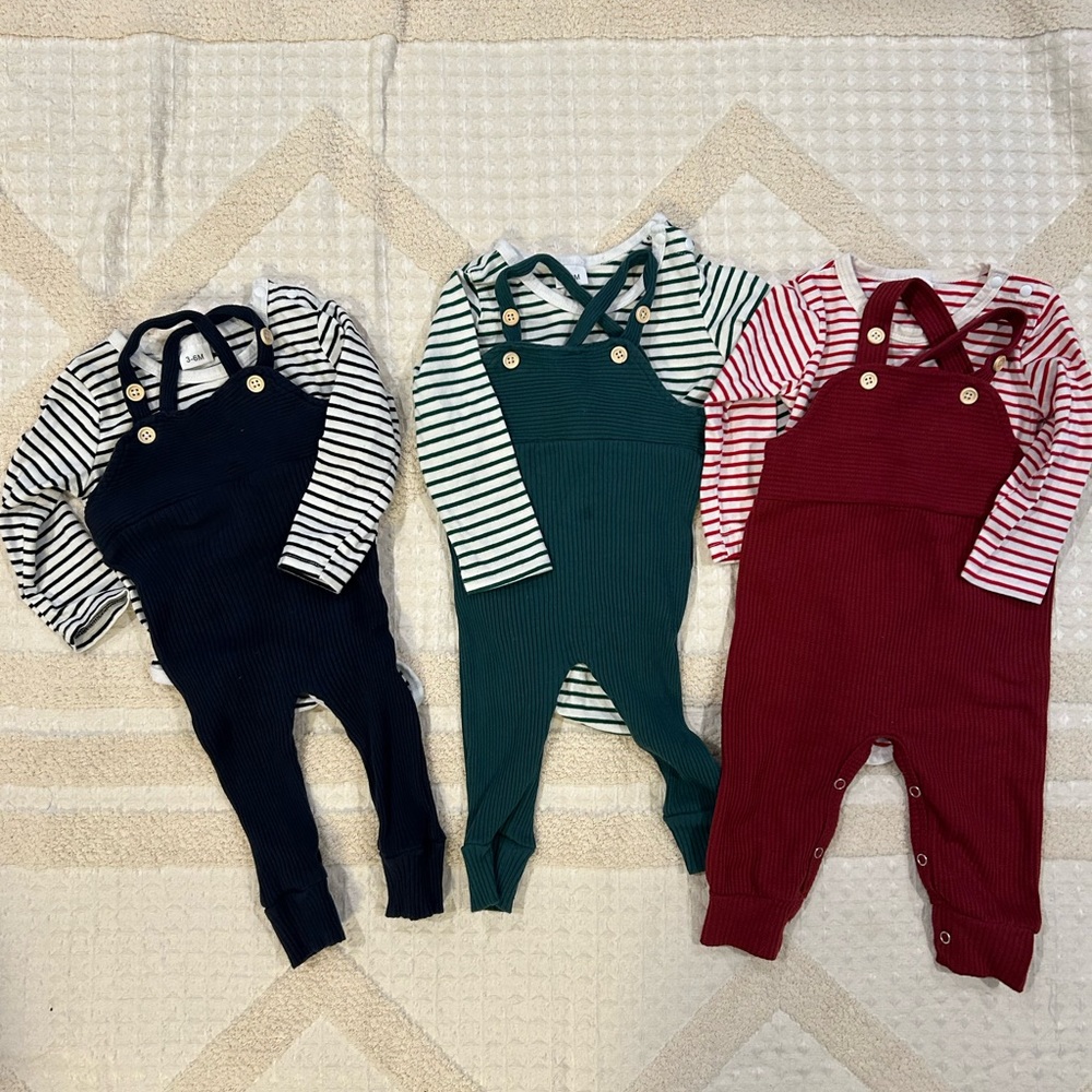 Triplet Boys Holiday Overall Outfits